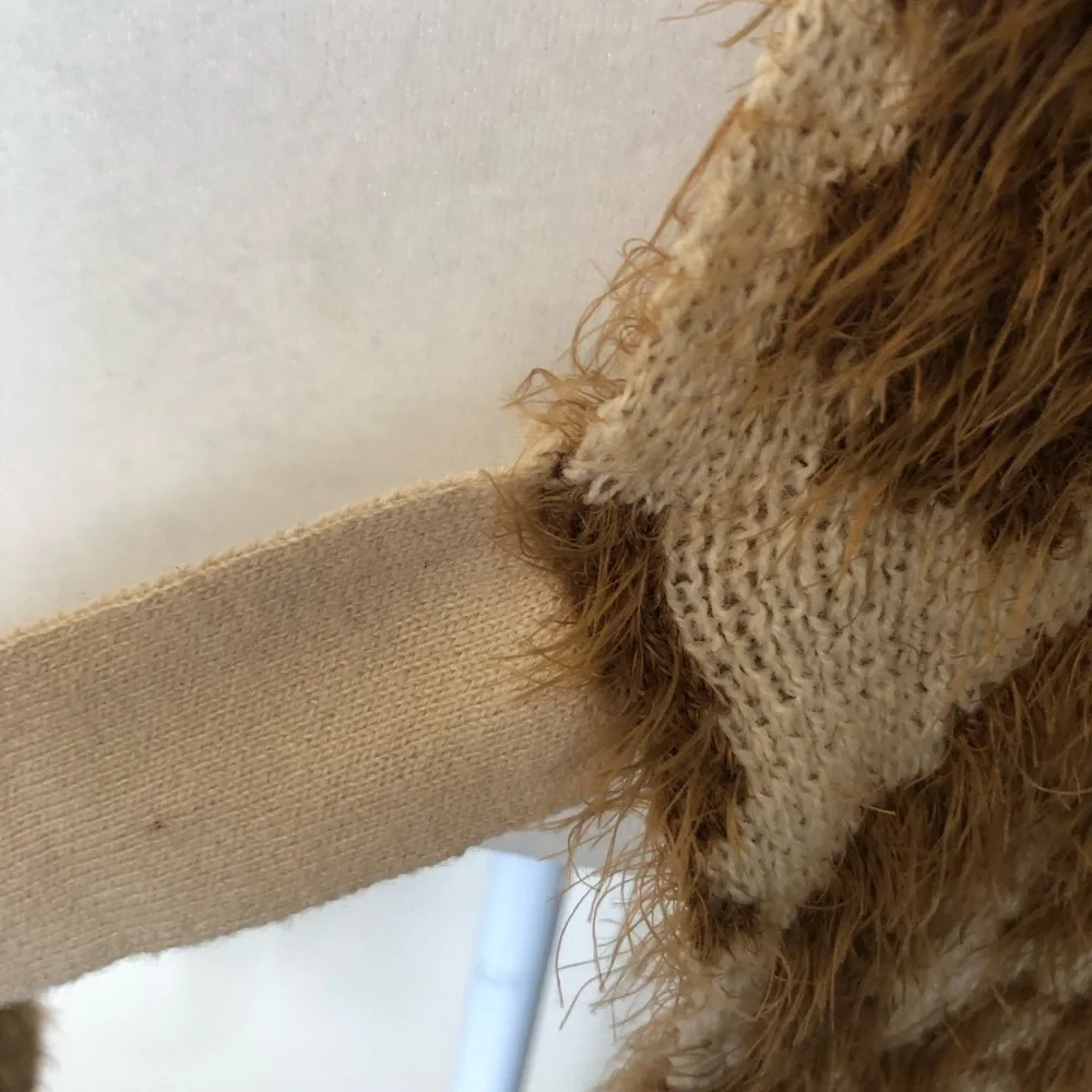 UNIQ Mocha Leopard Print Long Fluffy Textured Cardigan‎ S/M Cozy Lounge Wear